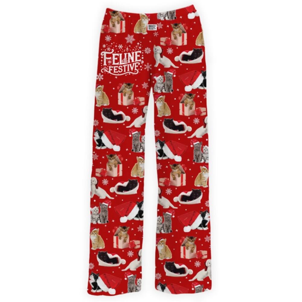 Brief Insanity Feline Cat Festive Lounge Pants Women Men Unisex Size Medium